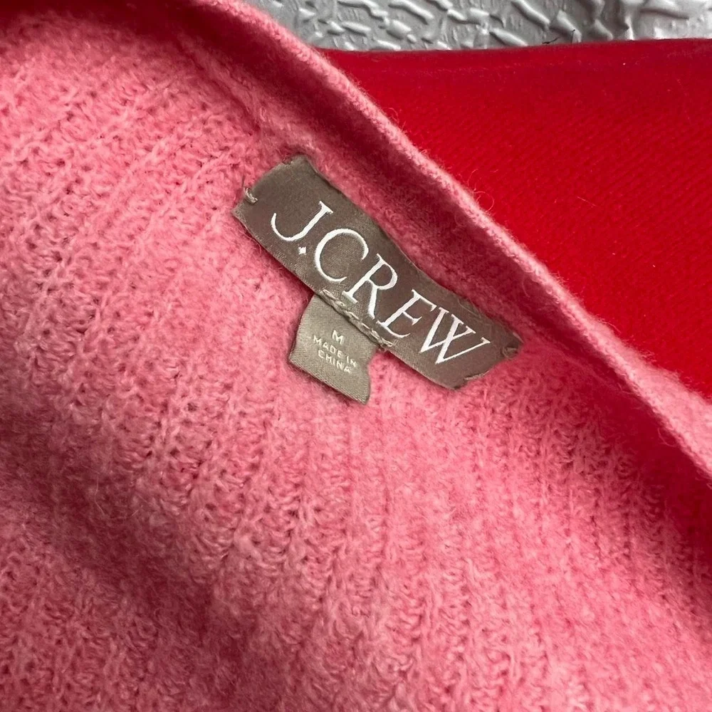 Bubble Gum Pink J Crew Cropped Wool & Alpaca Blend Cardigan With Gold Buttons